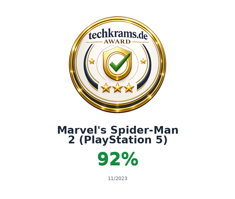 Techkrams.de Award 92% für Marvel's Spider-Man 2 (PlayStation 5)