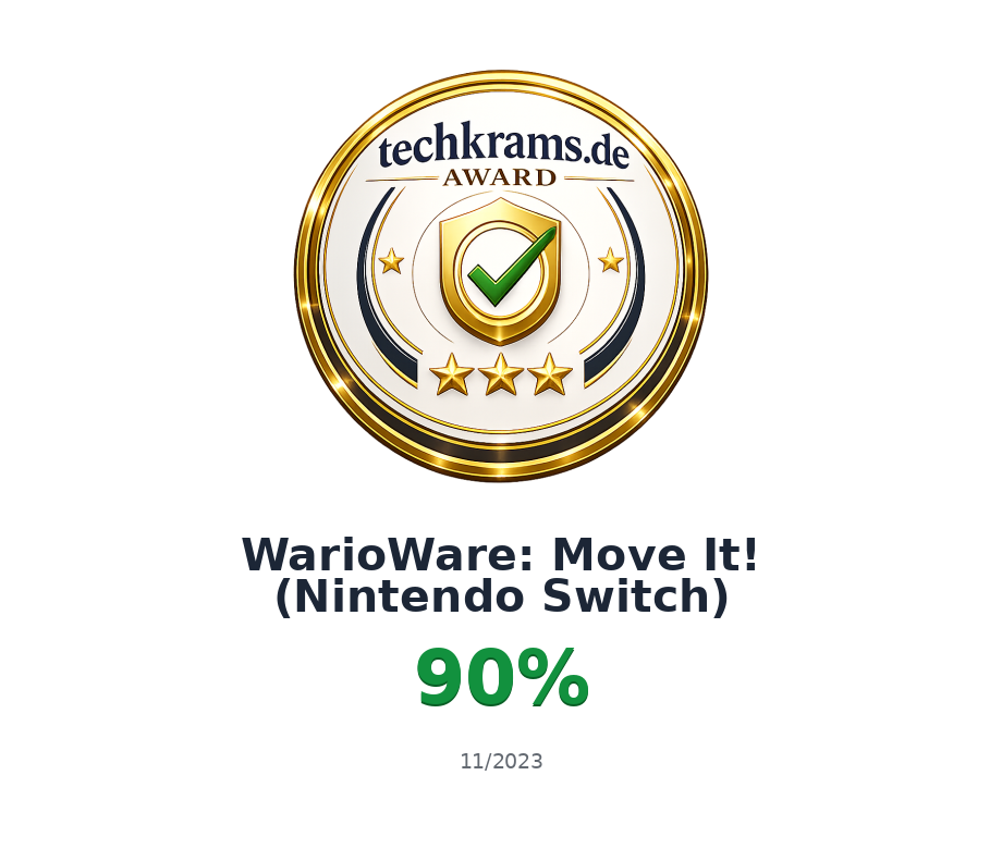 Techkrams.de Award 90% für WarioWare: Move It! (Nintendo Switch)