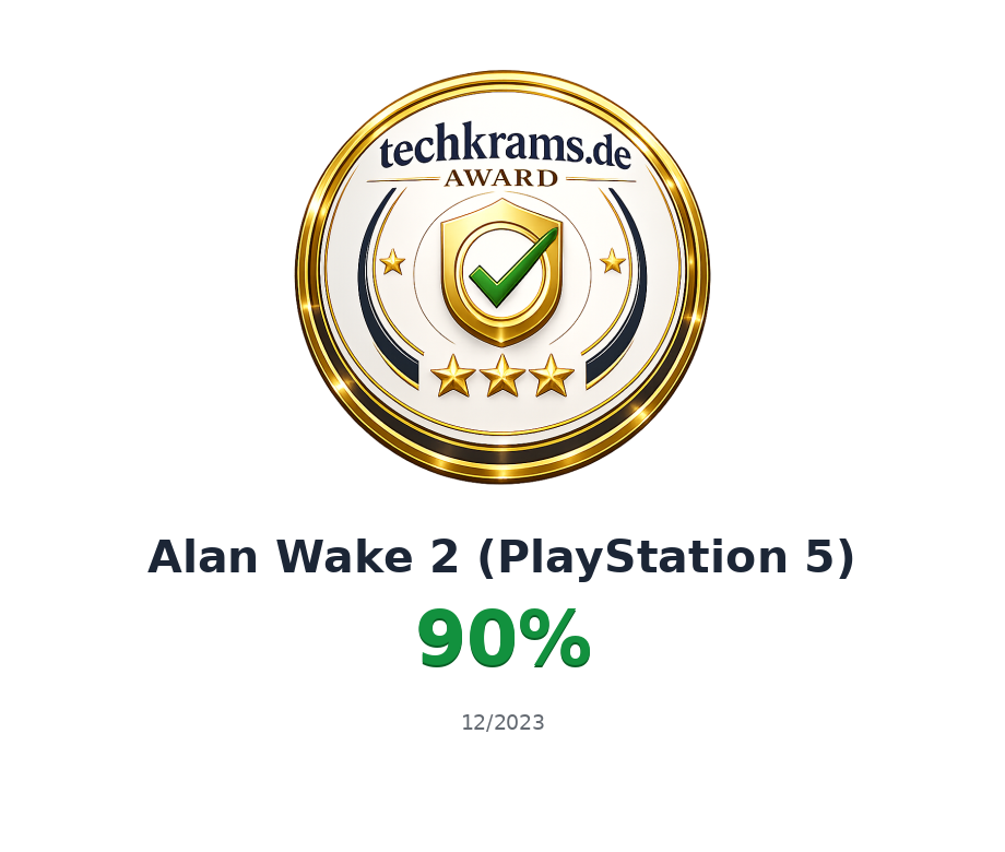 Techkrams.de Award 90% für Alan Wake 2 (PlayStation 5)