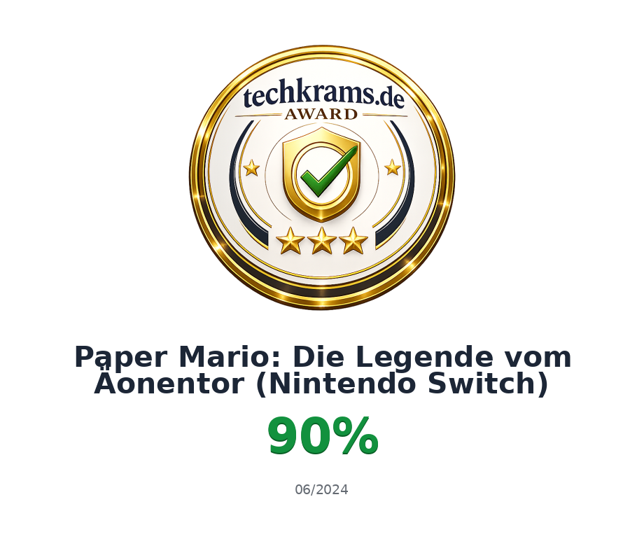 Techkrams.de Award 90% für Paper Mario: Die Legende vom Äonentor (Nintendo Switch)