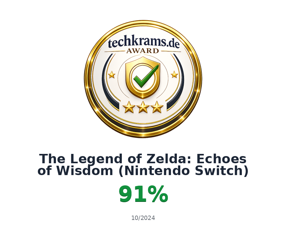 Techkrams.de Award 91% für The Legend of Zelda: Echoes of Wisdom (Nintendo Switch)