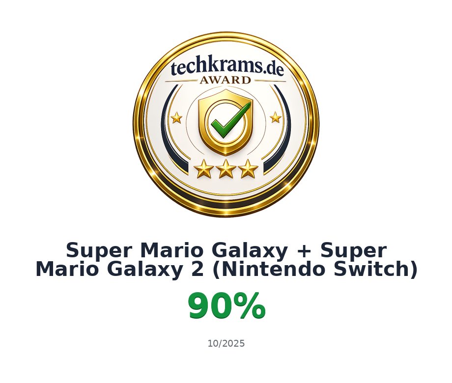 Techkrams.de Award 90% für Super Mario Galaxy + Super Mario Galaxy 2 (Nintendo Switch)