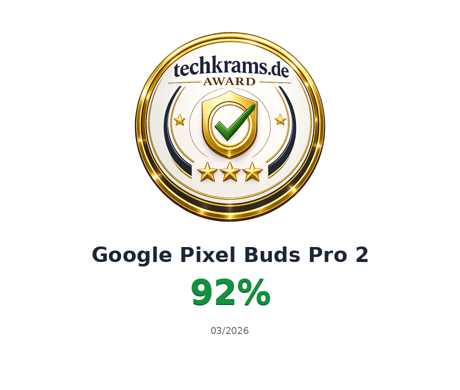 Techkrams.de Award 92% für Google Pixel Buds Pro 2