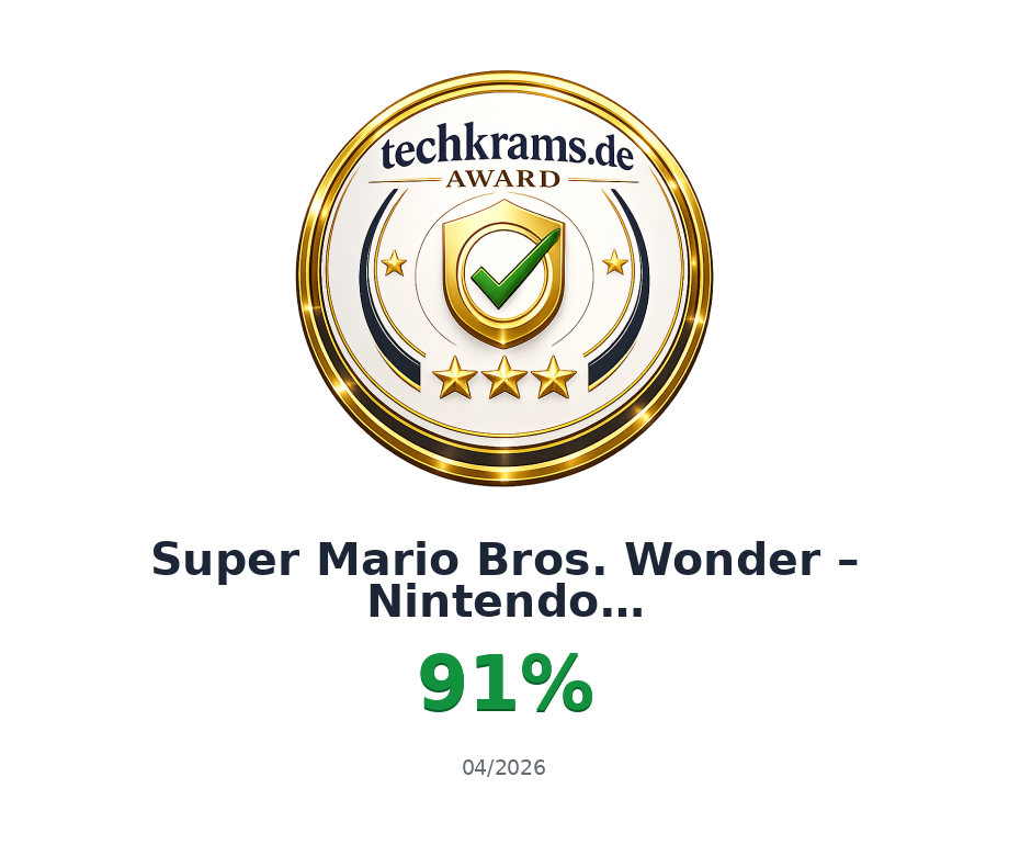 Techkrams.de Award 91% für Super Mario Bros. Wonder – Nintendo Switch 2 Edition + Gemeinsam im Bellabel-Park (Switch 2)