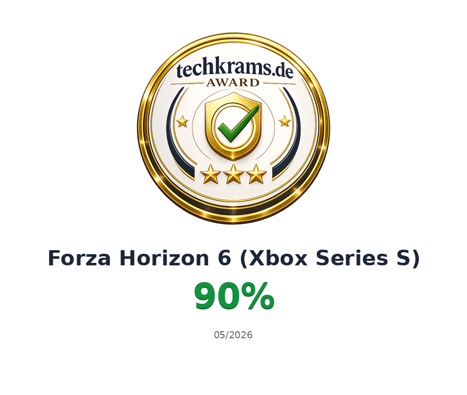 Techkrams.de Award 90% für Forza Horizon 6 (Xbox Series S)