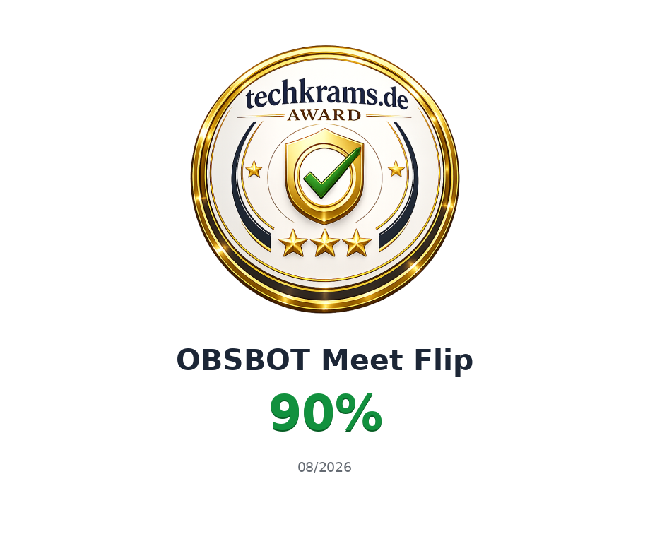 Techkrams.de Award 90% für OBSBOT Meet Flip