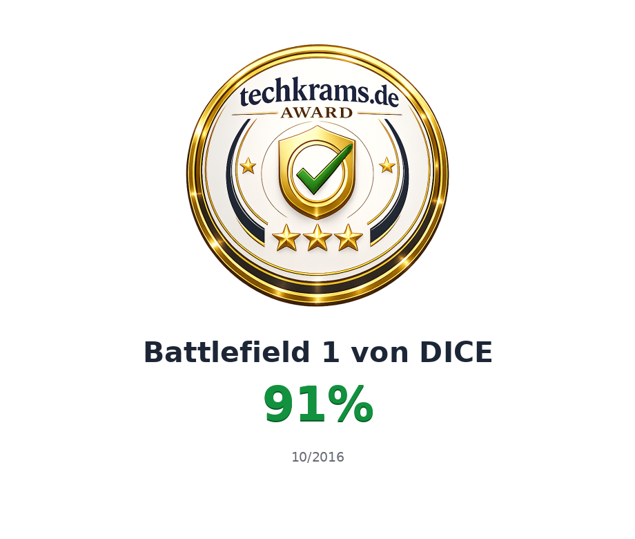 Techkrams.de Award 91% für Battlefield 1 von DICE