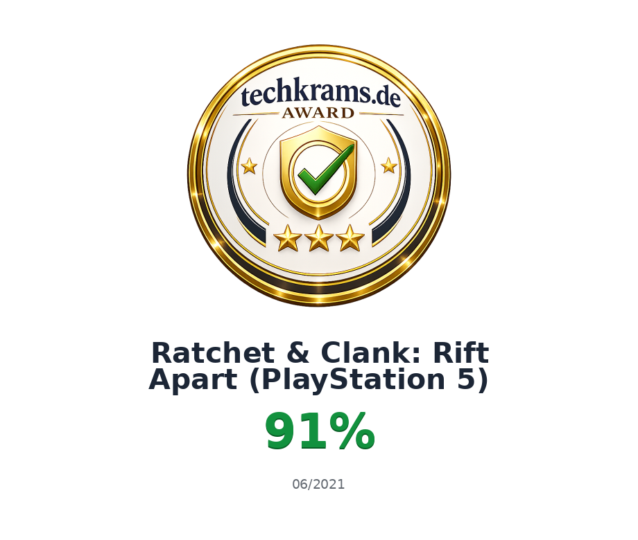 Techkrams.de Award 91% für Ratchet & Clank: Rift Apart (PlayStation 5)