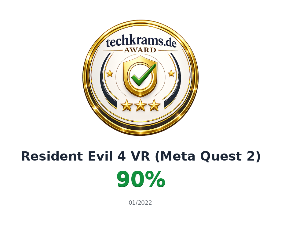 Techkrams.de Award 90% für Resident Evil 4 VR (Meta Quest 2)