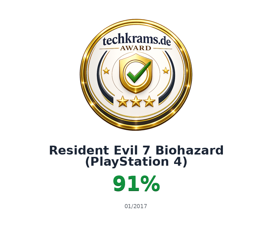 Techkrams.de Award 91% für Resident Evil 7 Biohazard (PlayStation 4)