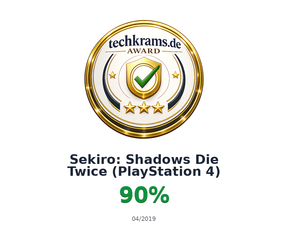 Techkrams.de Award 90% für Sekiro: Shadows Die Twice (PlayStation 4)