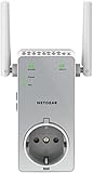 NETGEAR WLAN Repeater EX3800 WLAN Verstärker, integrierte Steckdose, AC750 Dual Band WiFi, LAN RJ-45 Port, Geschwindigkeit bis zu 750 MBit/s, An/Aus Schalter