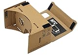 Google Cardboard, 45mm Brennweite, Kopfhörer mit virtueller Realität - braun mit gratis NFC Chip und Kopfband.