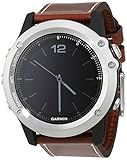 Garmin Fenix 3 Saphir Silber mit Lederarmband braun