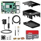 NinkBox Raspberry Pi 4 Model B 4GB RAM + 64 GB Speicherkarte, Raspberry Pi Starter Kit mit Cortex A72 1.5GHz, Ultimate Kit unterstützt Dual Display 4K/1000Mbps/Bluetooth 5.0