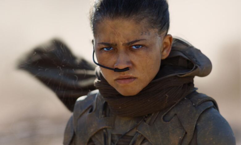 Porträt des Charakters Chani aus Dune: Part Three gespielt von Zendaya in der Wüste