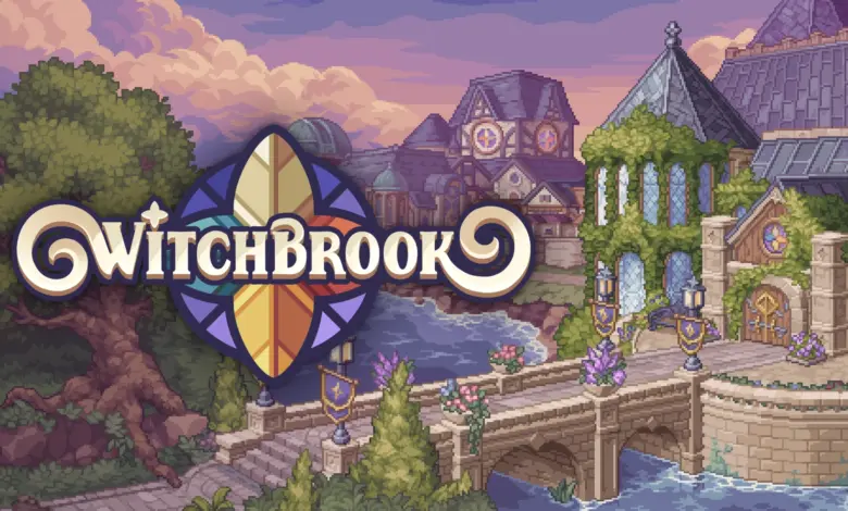 Key Art des Spiels Witchbrook in Pixelgrafik