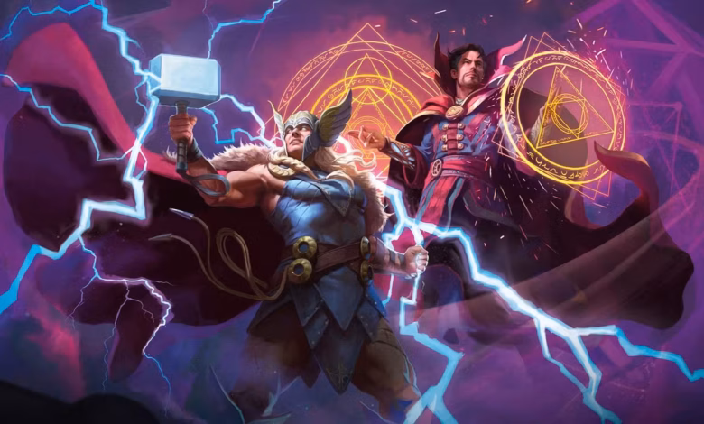 Doctor Strange und Thor Art Work von Wizards of The Coast zu Marvel Darkhold Destiny