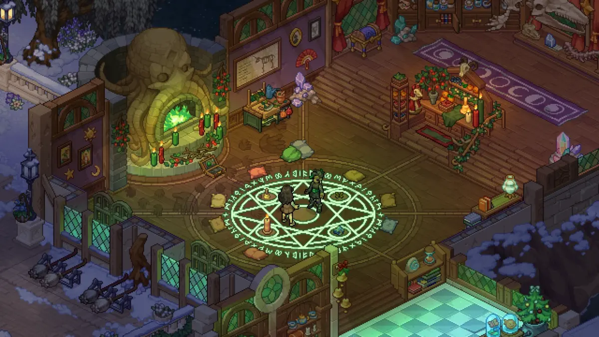 Hexen im Ritualkreis aus dem Spiel Witchbrook