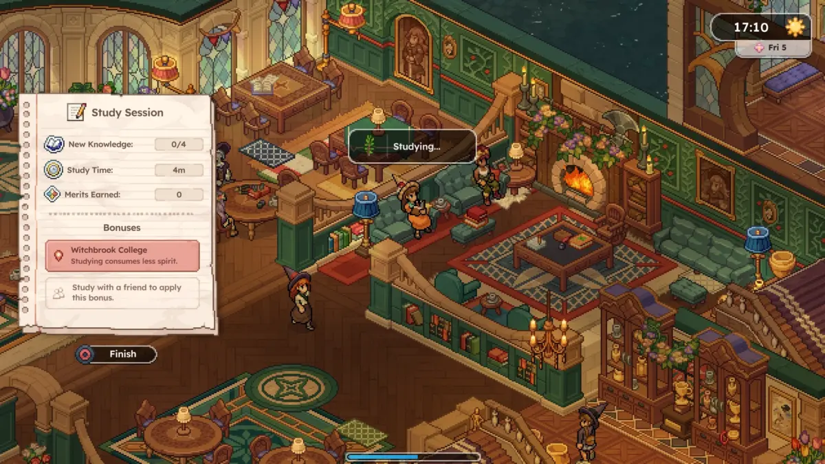 Hexe die studiert aus dem Spiel Witchbrook